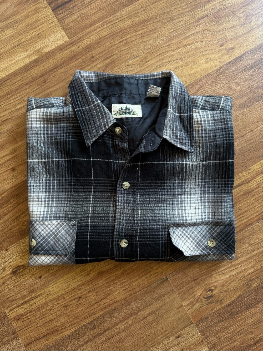 Men's Black & Gray Ombre Plaid Button-Down Shirt - Picture 8 of 8